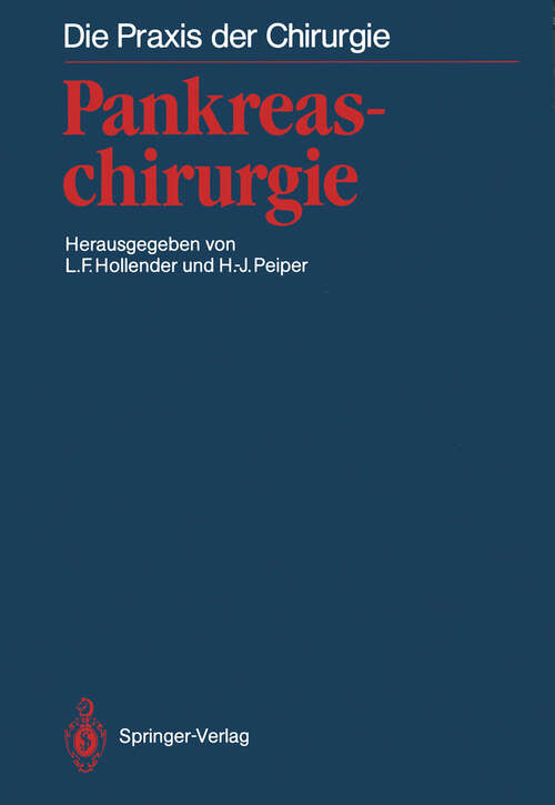 Book cover of Pankreaschirurgie (1988) (Die Praxis der Chirurgie)