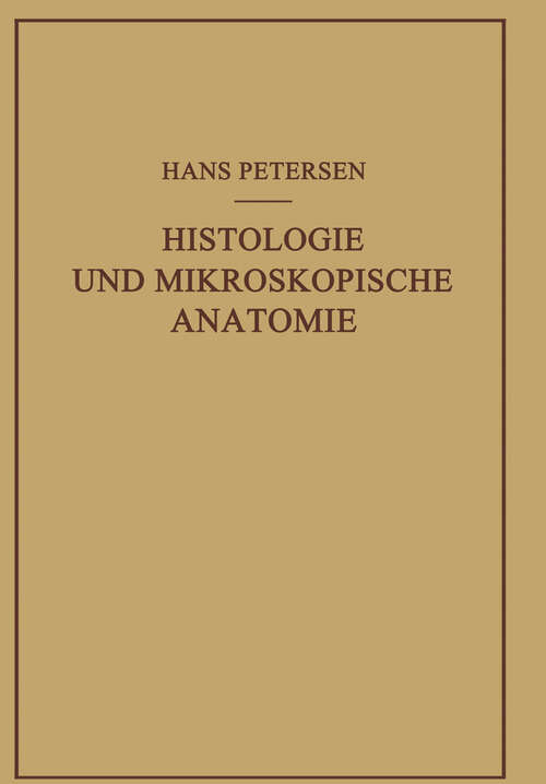 Book cover of Histologie und Mikroskopische Anatomie (1935)