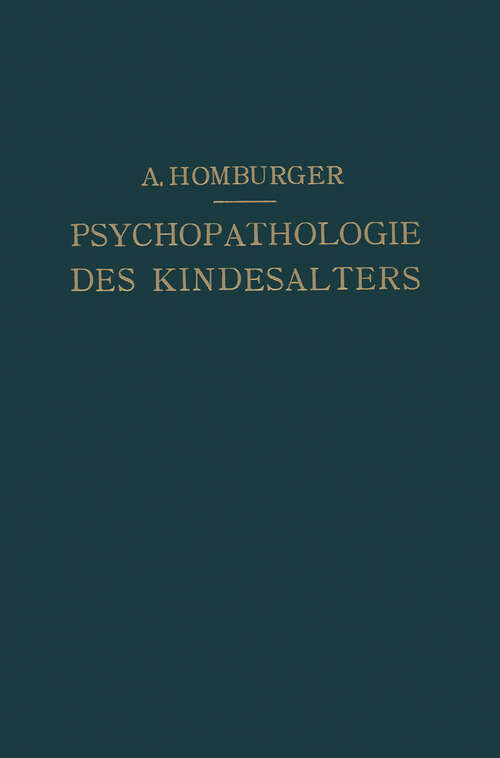 Book cover of Vorlesungen über Psychopathologie des Kindesalters (1926)