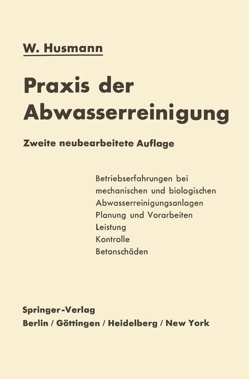 Book cover of Praxis der Abwasserreinigung (2. Aufl. 1964)