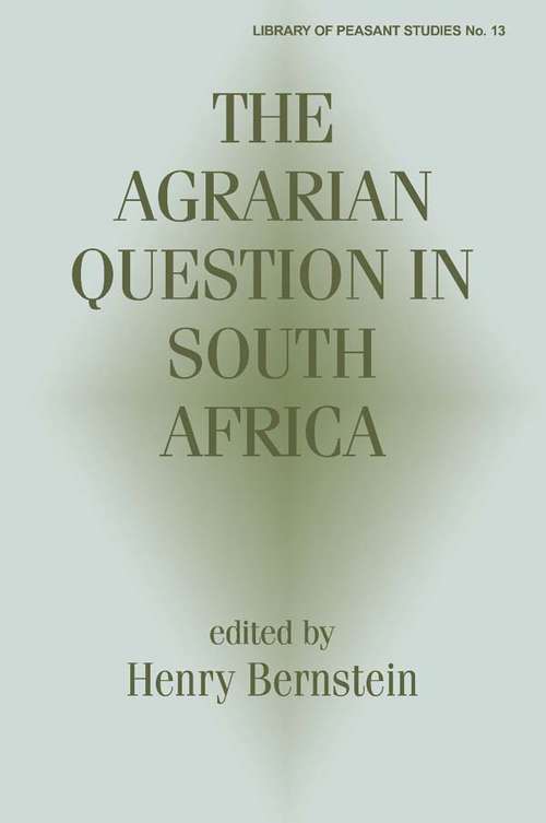 Book cover of The Agrarian Question in South Africa