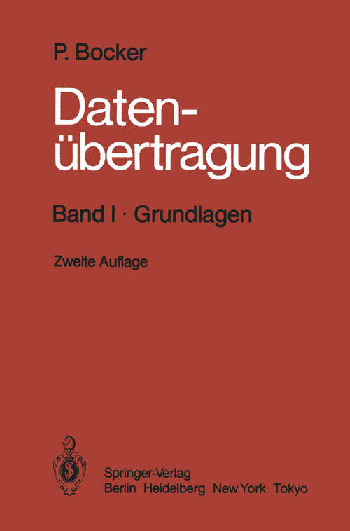 Book cover of Datenübertragung Technik der Daten- und Textkommunikation: Band I · Grundlagen (2. Aufl. 1983)
