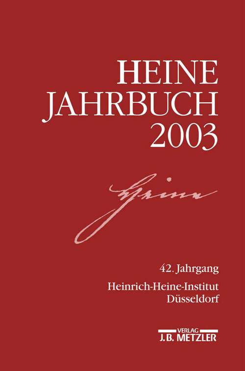 Book cover of Heine-Jahrbuch 2003: 42. Jahrgang (1. Aufl. 2003) (Heine-Jahrbuch)