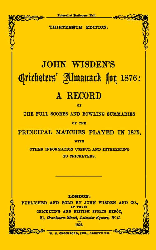 Book cover of Wisden Cricketers' Almanack 1876