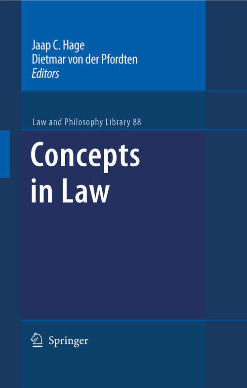 Book cover of Concepts in Law (2009) (Law and Philosophy Library #88)