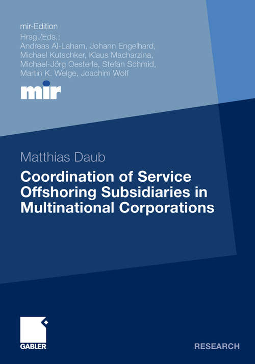 Book cover of Coordination of Service Offshoring Subsidiaries in Multinational Corporations (2010) (mir-Edition)