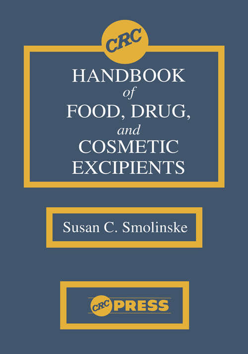 Book cover of CRC Handbook of Food, Drug, and Cosmetic Excipients