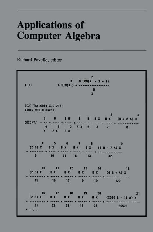 Book cover of Applications of Computer Algebra (1985)