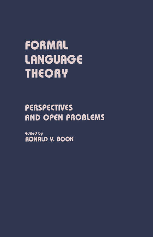 Book cover of Formal Language Theory: Perspectives and Open Problems