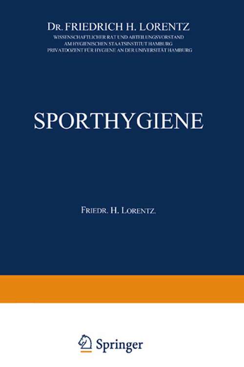 Book cover of Sporthygiene (2. Aufl. 1931)